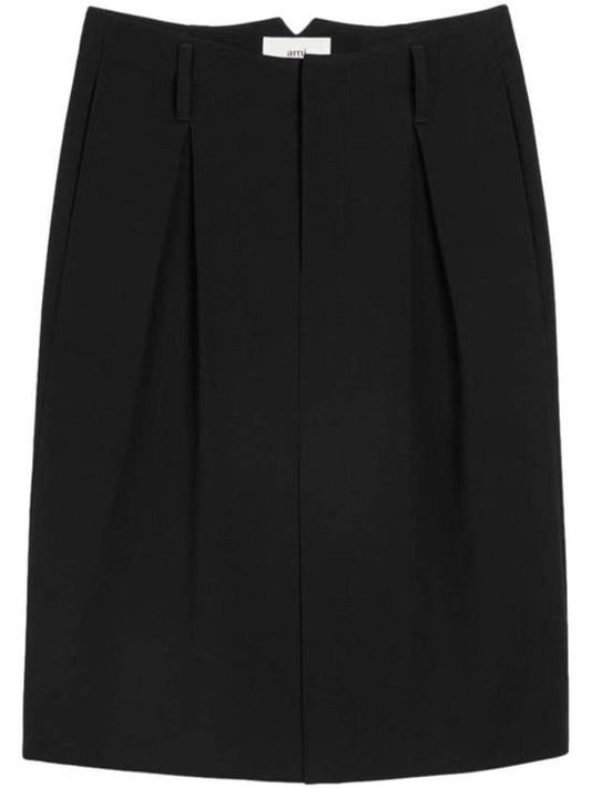 High-waist Midi H-line Skirt Black - AMI - BALAAN 1