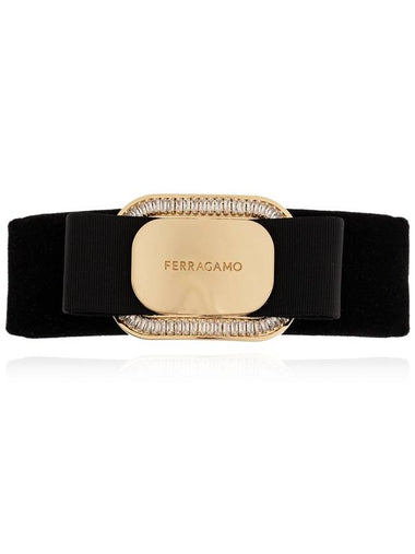 FERRAGAMO Velvet Hair Clip, Women's, Gold - SALVATORE FERRAGAMO - BALAAN 1