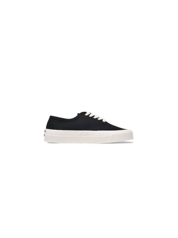 Lace Up Canvas Cotton Low Top Sneakers Black - MAISON KITSUNE - BALAAN 1