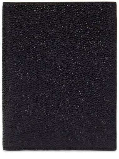 Pebble Grain Passport Holder Card Wallet Black - THOM BROWNE - BALAAN 1