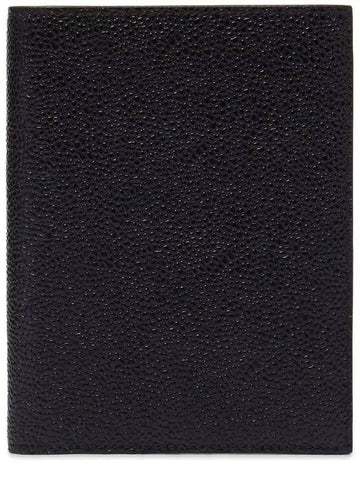 Pebble Grain Passport Holder Card Wallet Black - THOM BROWNE - BALAAN 1