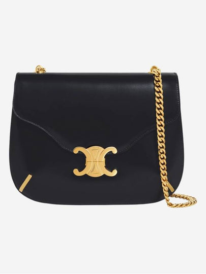 Chain Besace Triomphe Leather Shoulder Bag Black - CELINE - BALAAN 2