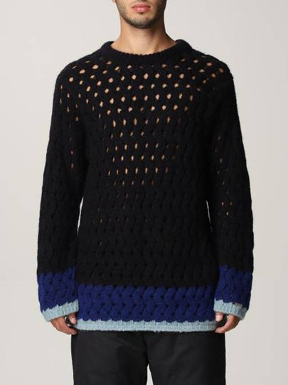 Men's Color Block Chunky Alpaca Knit Top Black - KOCHE - BALAAN 2