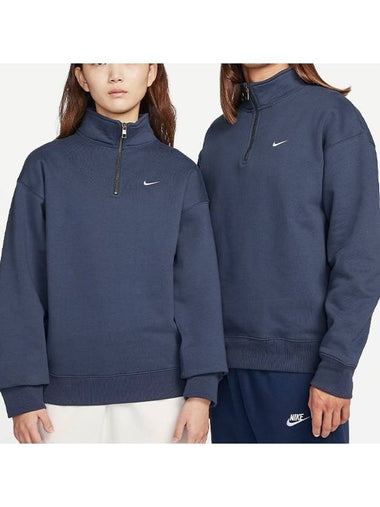 Men's Solo Swoosh Quarter Zip Sweatshirt Blue - NIKE - BALAAN 1