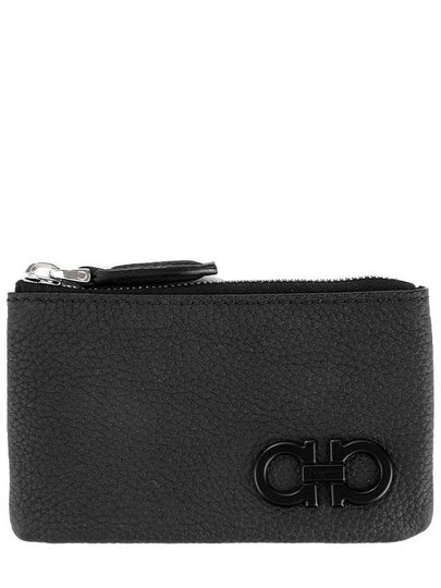 Gancini Zipper Card Wallet Black - SALVATORE FERRAGAMO - BALAAN 2