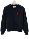 Men's Heart Logo Cotton Sweatshirt Black - AMI - BALAAN 2