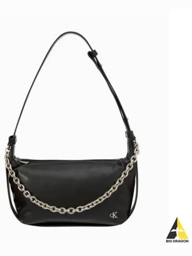 JEANS Women s Black Micro Mono Chain Hobo Bag DH3573 001 - CALVIN KLEIN - BALAAN 1