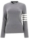 4-Bar Milano Stitch Crew Neck Knit Top Light Grey - THOM BROWNE - BALAAN 3