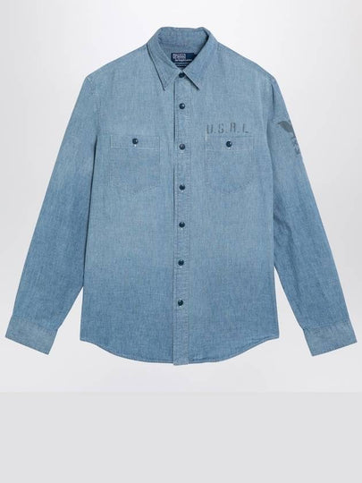 Indigo Chambray Long Sleeve Shirt Light Blue - POLO RALPH LAUREN - BALAAN 2