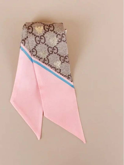 GG Bee Motif Silk Neck Bow Scarf Beige Pink - GUCCI - BALAAN 2