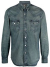 RRL Denim Long Sleeve Shirt Blue - POLO RALPH LAUREN - BALAAN 2