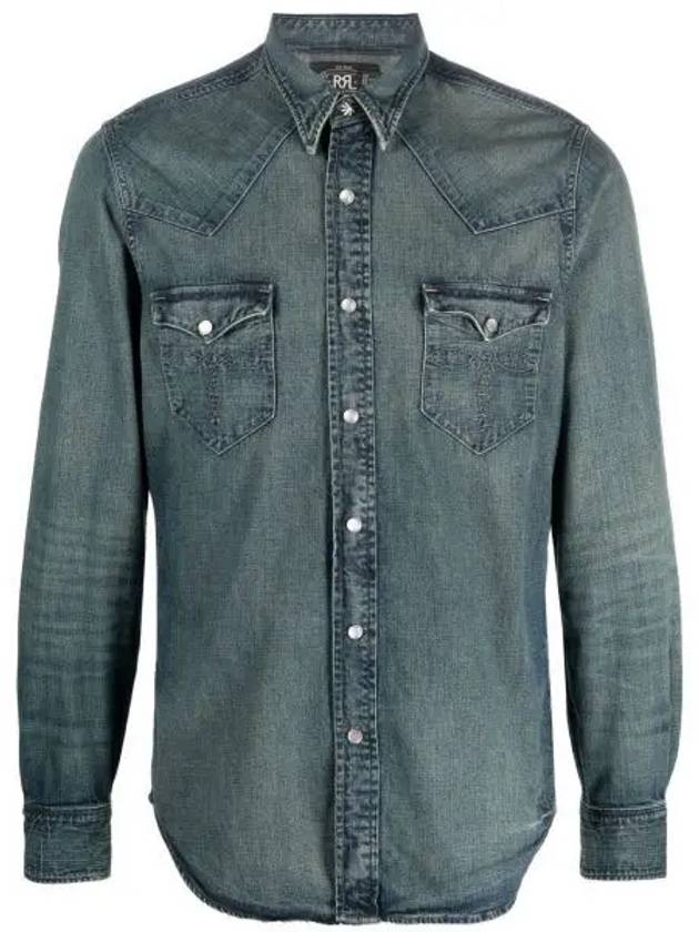 RRL Denim Long Sleeve Shirt Blue - POLO RALPH LAUREN - BALAAN 2