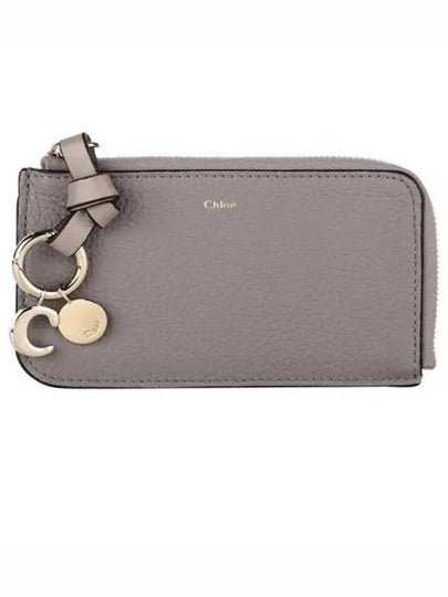 Alphabet Half Zipper Leather Card Wallet Grey - CHLOE - BALAAN 2