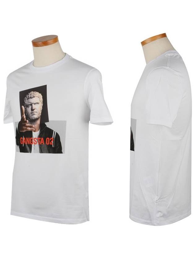 Gangster Print Short Sleeve T-Shirt White - NEIL BARRETT - BALAAN 3