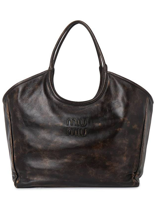 Leather Tote Bag Brown - MIU MIU - BALAAN 2