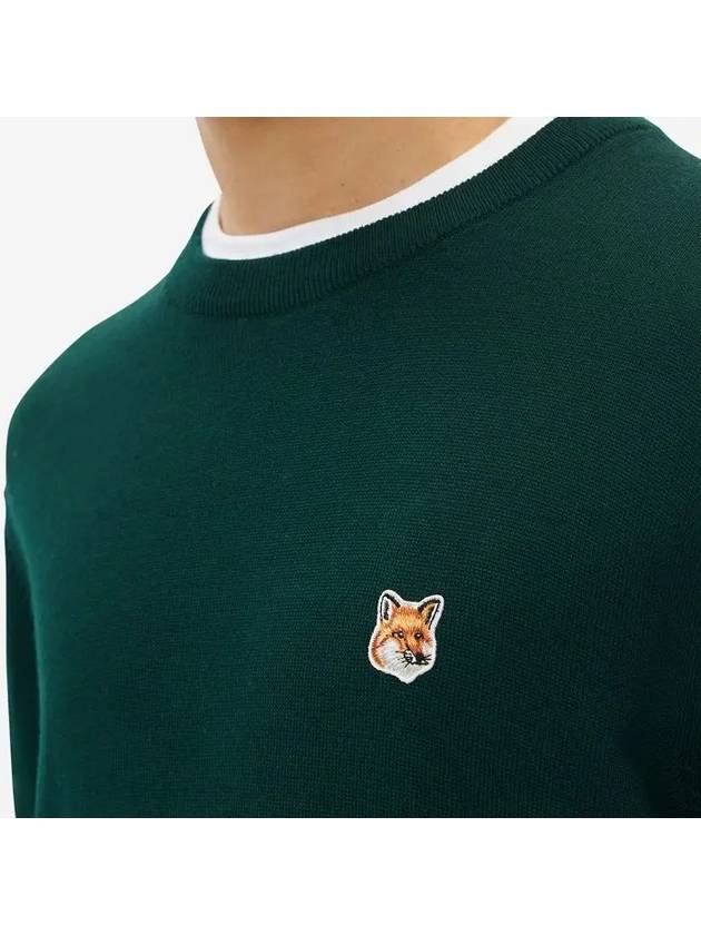 Fox Head Patch Classic Round Neck Knit Top Deep Green - MAISON KITSUNE - BALAAN 6