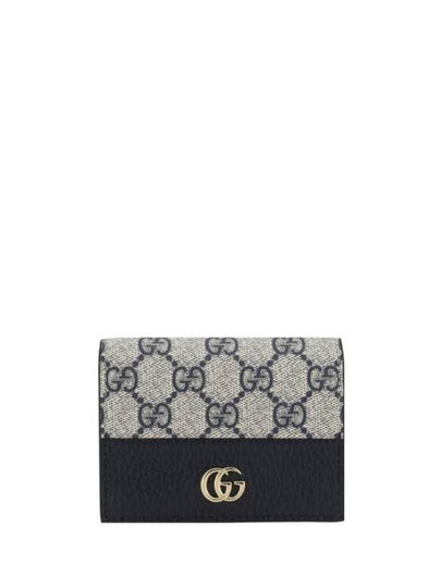 GG Marmont Supreme Canvas Bifold Card Wallet Beige Blue - GUCCI - BALAAN 2