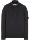 High Neck Half Button Lambswool Knit Top Charcoal - STONE ISLAND - BALAAN 2