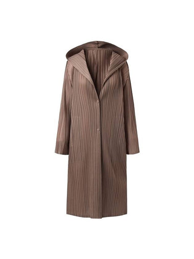 Women's Hooded Long Pleated Cardigan Beige - MONPLISSE - BALAAN 1