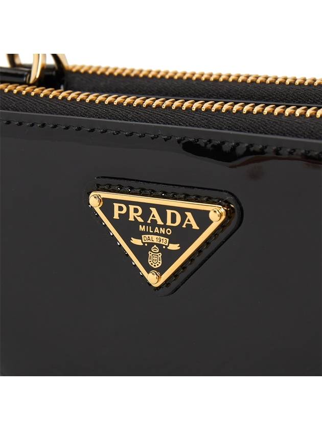 Triangular Patent Leather Mini Pouch Bag Black - PRADA - BALAAN 9