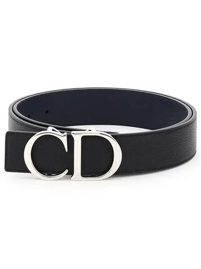 CD Logo Reversible Leather Belt Black Navy - DIOR - BALAAN 2