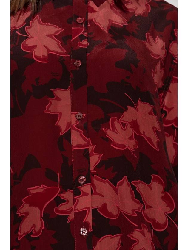 Maison Kitsuné Shirt With Print, Women's, Burgundy - MAISON KITSUNE - BALAAN 5