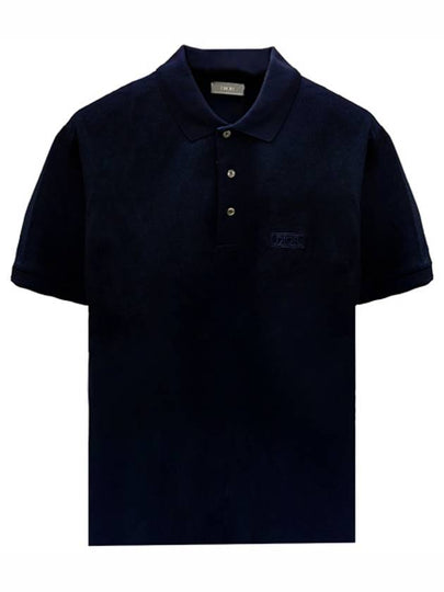 Cotton Blend Logo Polo Shirt Navy - DIOR - BALAAN 2