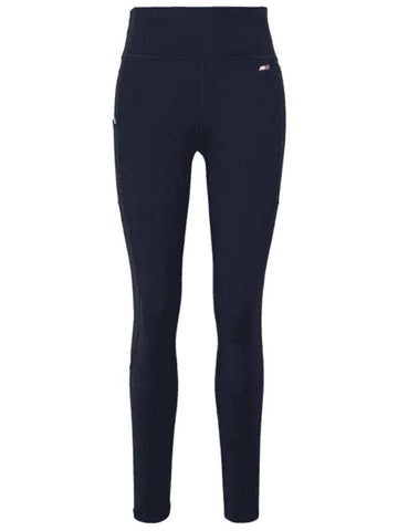 High Waist Mixed Ribbed Leggings Navy - TOMMY HILFIGER - BALAAN 1