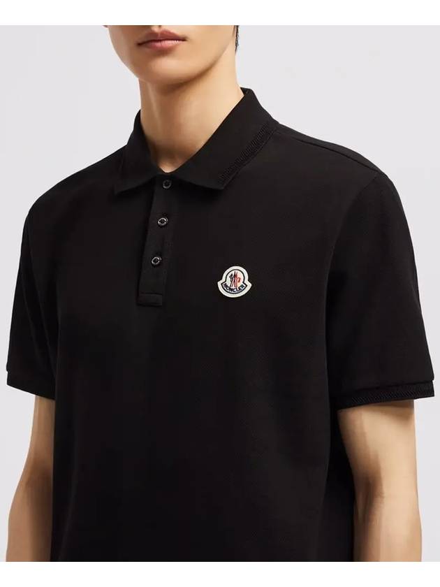 Logo Patch Short Sleeve Polo Shirt Black - MONCLER - BALAAN 5