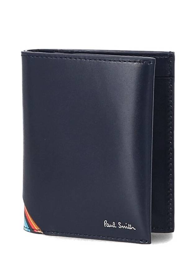 Paul Smith Striped Logo Compact Half Wallet Navy - PAUL SMITH - BALAAN 1