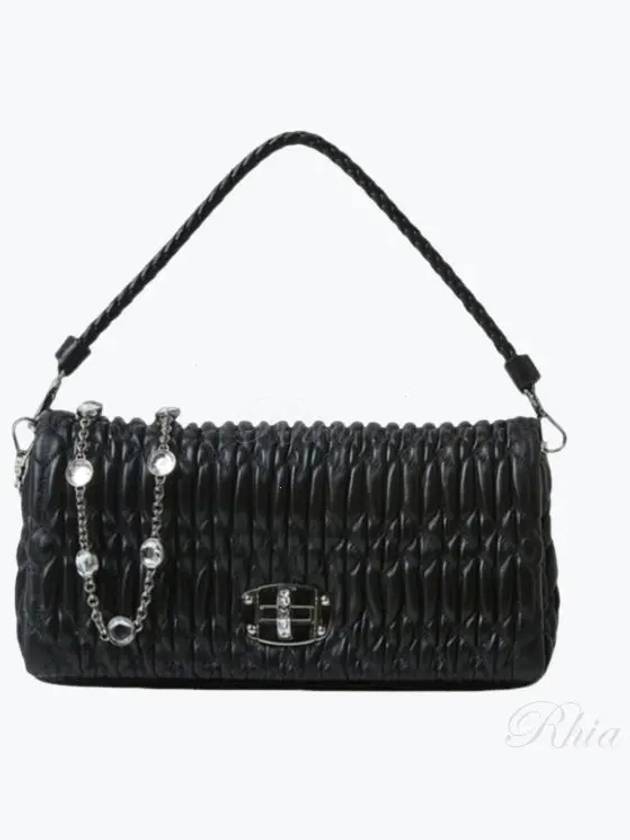 Crystal Cloque Nappa Leather Shoulder Bag Black - MIU MIU - BALAAN 2