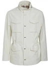 Stand-Up Collar Linen Blend Coat Offwhite - BRUNELLO CUCINELLI - BALAAN 2