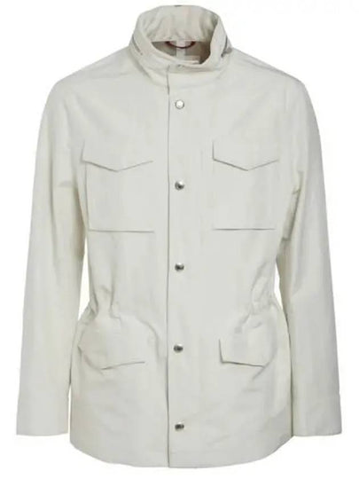 Stand-Up Collar Linen Blend Coat Offwhite - BRUNELLO CUCINELLI - BALAAN 2