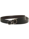 Silver Gancini Reversible Leather Belt Black - SALVATORE FERRAGAMO - BALAAN 5