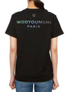 Women's Gradient Embossing Back Logo Short Sleeve T-Shirt Black - WOOYOUNGMI - BALAAN 5