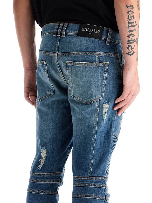 Biker Fade Denim Skinny Jeans Blue - BALMAIN - BALAAN 5