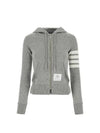 Engineered 4-Bar Stripe Loopback Jersey Knit Zip Up Hoodie Light Grey - THOM BROWNE - BALAAN 2