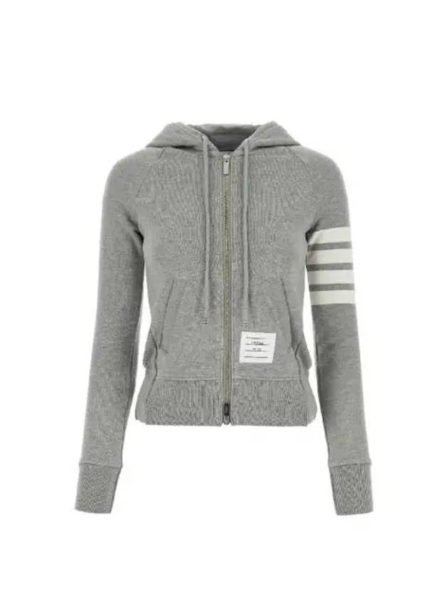 Engineered 4-Bar Stripe Loopback Jersey Knit Zip Up Hoodie Light Grey - THOM BROWNE - BALAAN 2