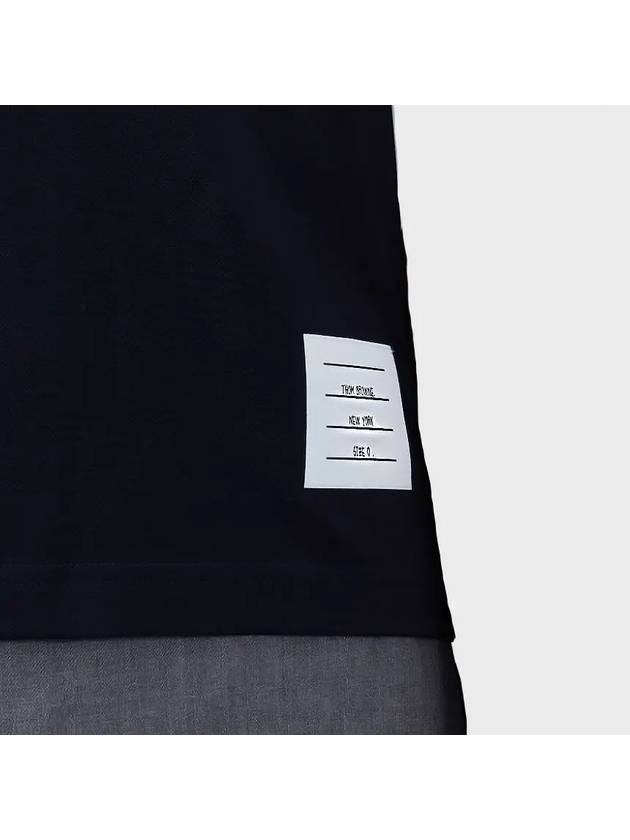 Men's Three Stripes Pocket Mercerized Short Sleeve Polo Shirt Navy - THOM BROWNE - BALAAN 4