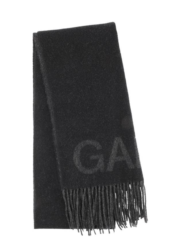 Logo Fringe Muffler Black - GANNI - BALAAN 2