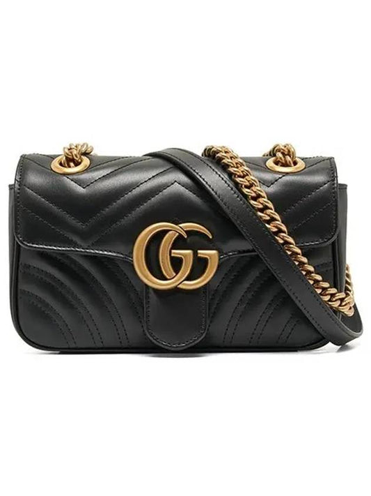 GG Marmont Matelasse Gold Chain Mini Cross Bag Black - GUCCI - BALAAN 2