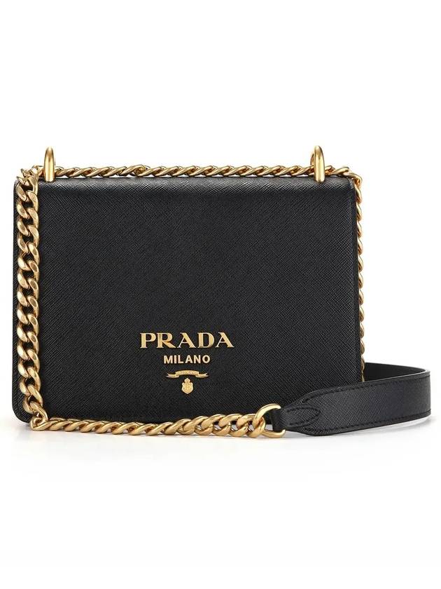 Saffiano Leather Chain Shoulder Bag Black - PRADA - BALAAN 6