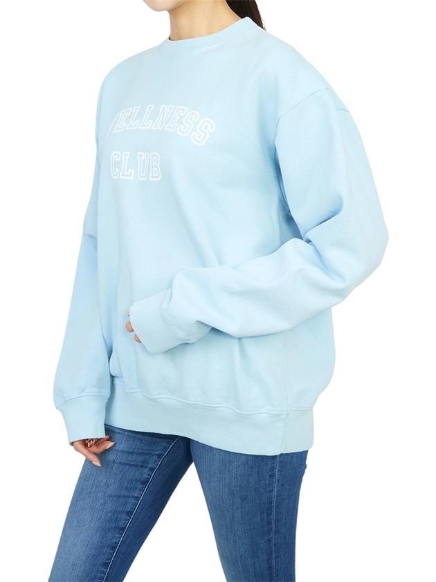 Wellness Club Flock Crew Neck Cotton Sweatshirt Baby Blue - SPORTY & RICH - BALAAN 6