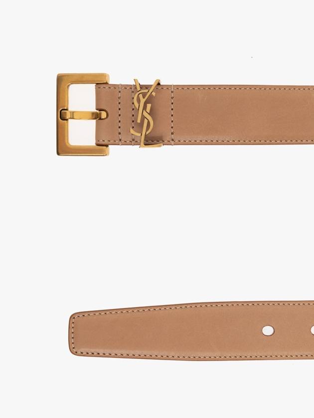 Monogram Logo Belt Beige - SAINT LAURENT - BALAAN 3