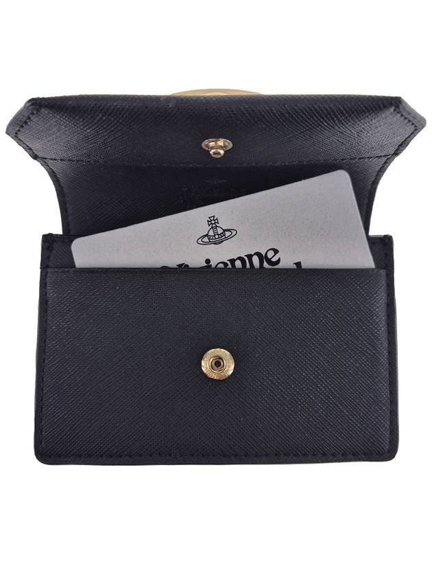 ORB Logo Saffiano Card Wallet Black - VIVIENNE WESTWOOD - BALAAN 8