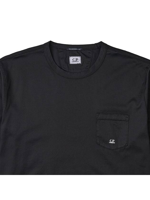 Pocket Logo Cotton  Short Sleeve T-Shirt Black - CP COMPANY - BALAAN 4