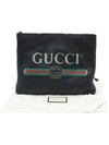 Women s Gucci 500981 Black Leather WEB Logo Print Portfolio Medium Clutch gt Pouch Gangbuk used luxury goods - GUCCI - BALAAN 3