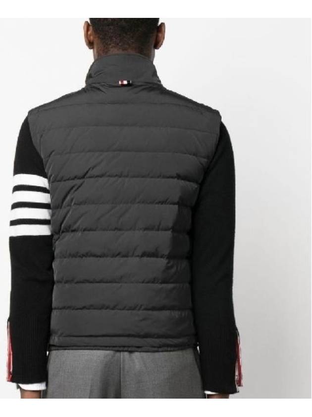 4 Bar Poly Twill Down Vest Charcoal - THOM BROWNE - BALAAN 5