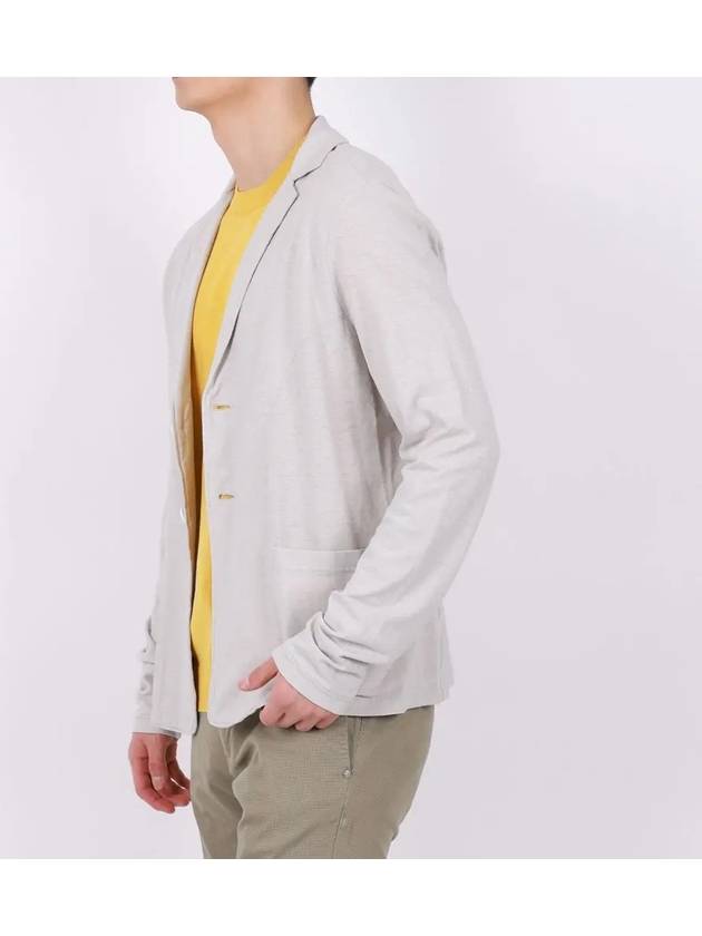 Gray notched cardigan linen blend jacket KA110 - IKALOOOK - BALAAN 4