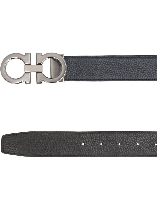 Reversible Gancini Leather Belt Black - SALVATORE FERRAGAMO - BALAAN 5